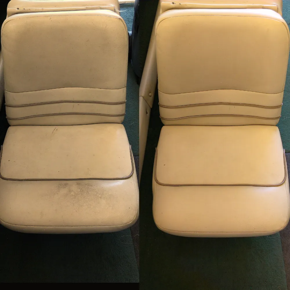 Tapicería náutica antes y después de limpieza profesional
